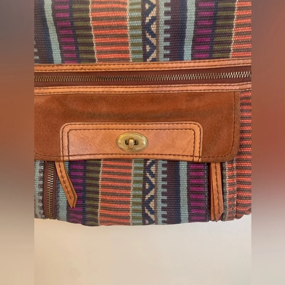 Fossil weaved leather boho bohemian crossbody southwestern grunge festival vtg